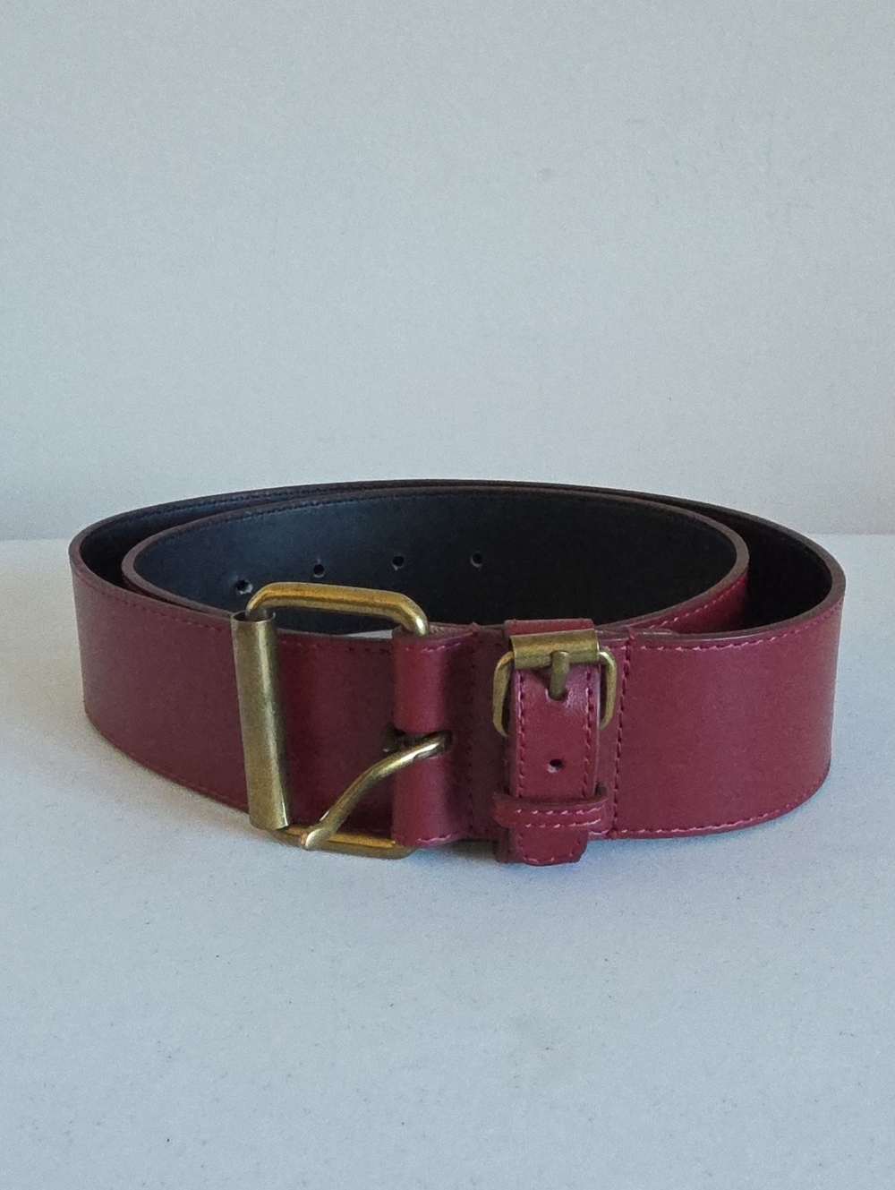 MAX AZRIA | Burgundy Red Vegan Leather Belt Sz S